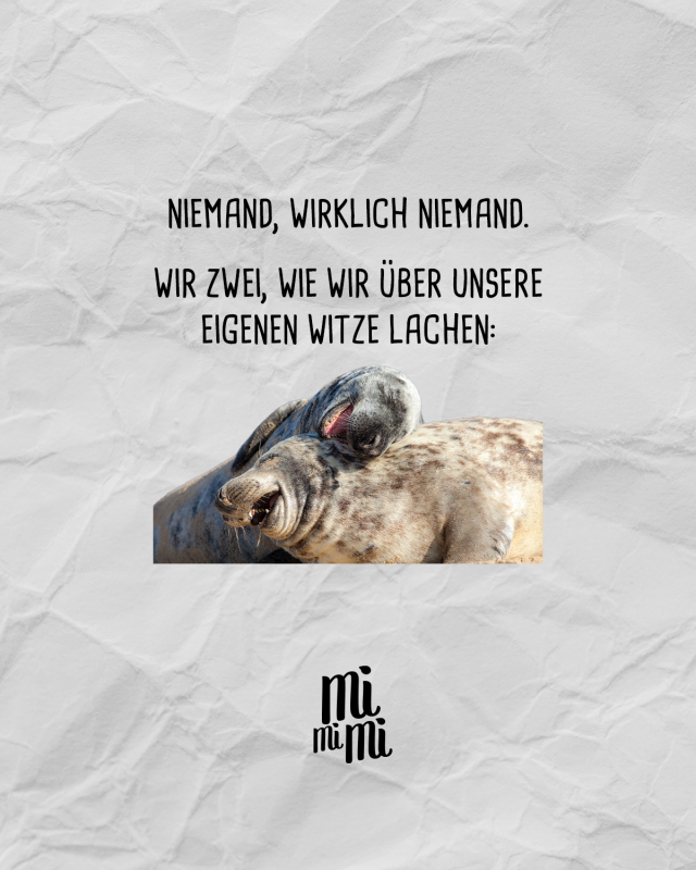 Niemand Wirklich Niemand Wir Zwei Wie Wir über Unsere Eignen Witze Lachen Visual Statements® 0349