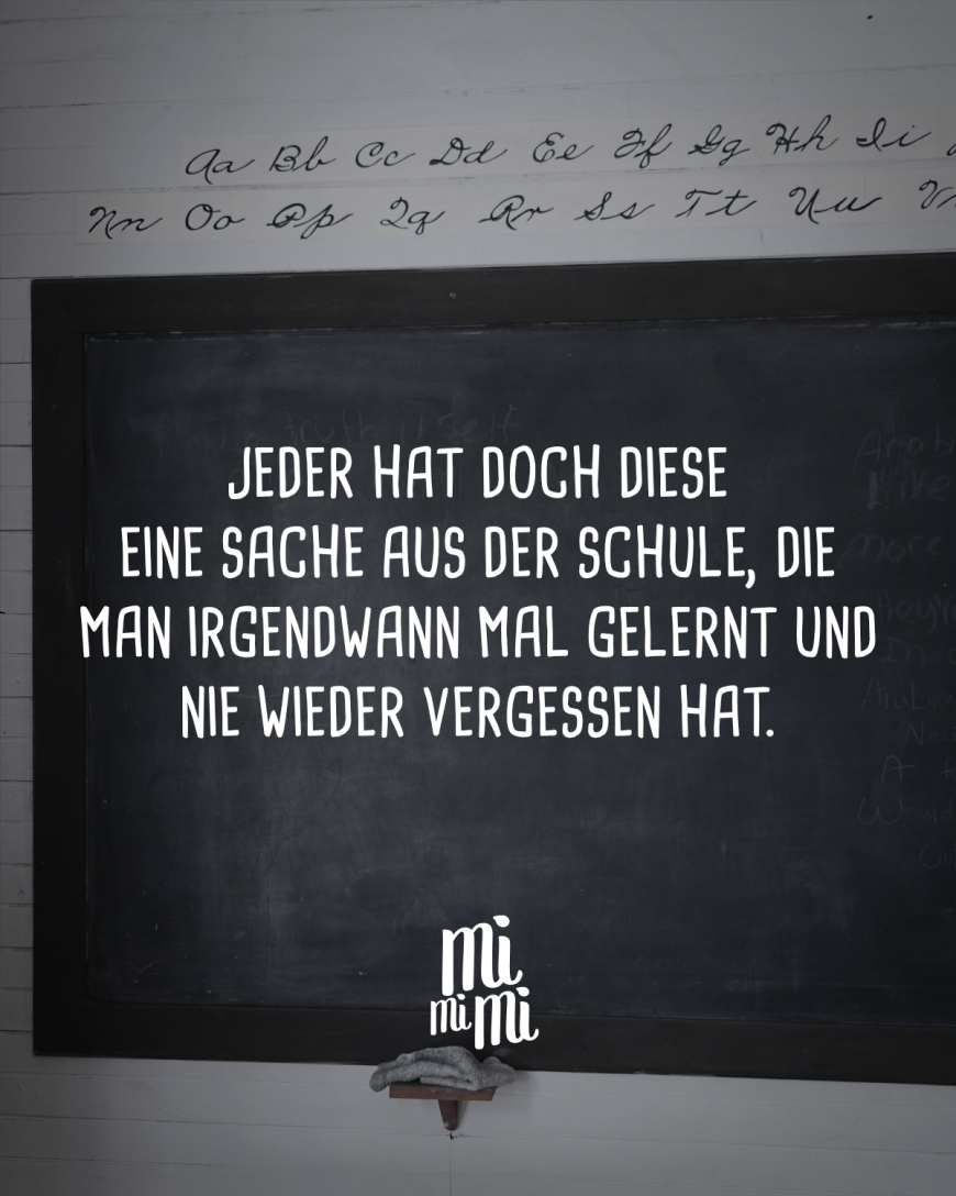 Jeder hat doch diese eine Sache aus der Schule, die man irgendwann mal gelernt hat und nie wieder vergessen hat.