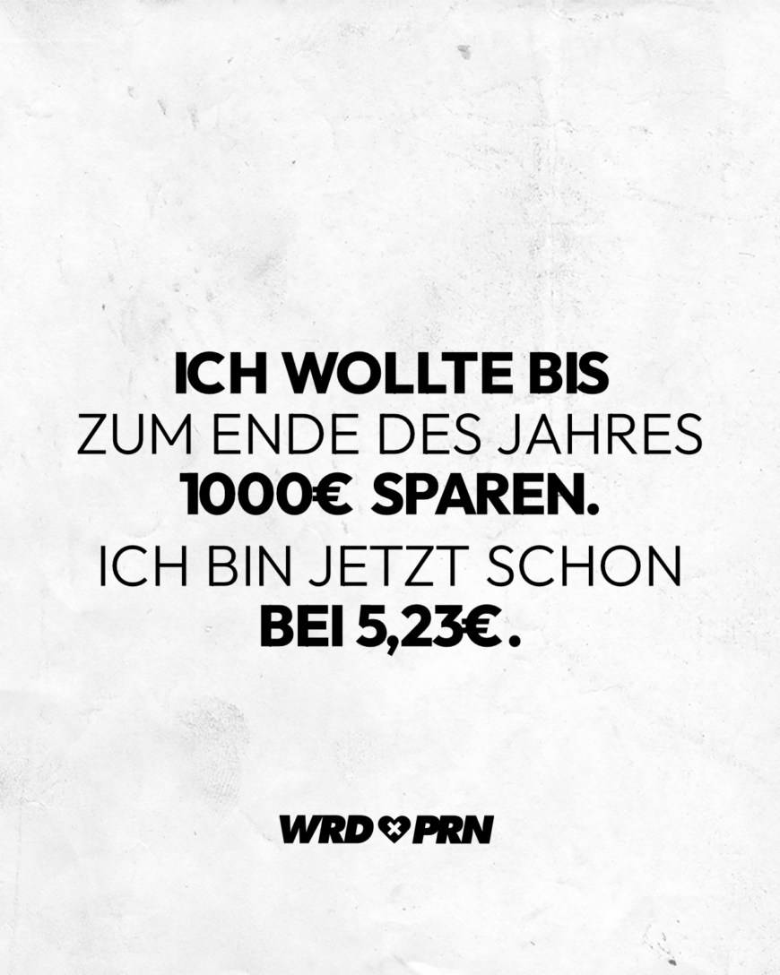 Ich wollte bis zum Ende des Jahres 1000€ sparen. Ich bin jetzt schon bei 5,23€.