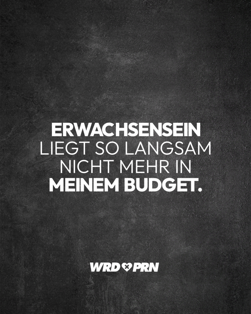 Erwachsensein liegt so langsam nicht mehr in meinem Budget.