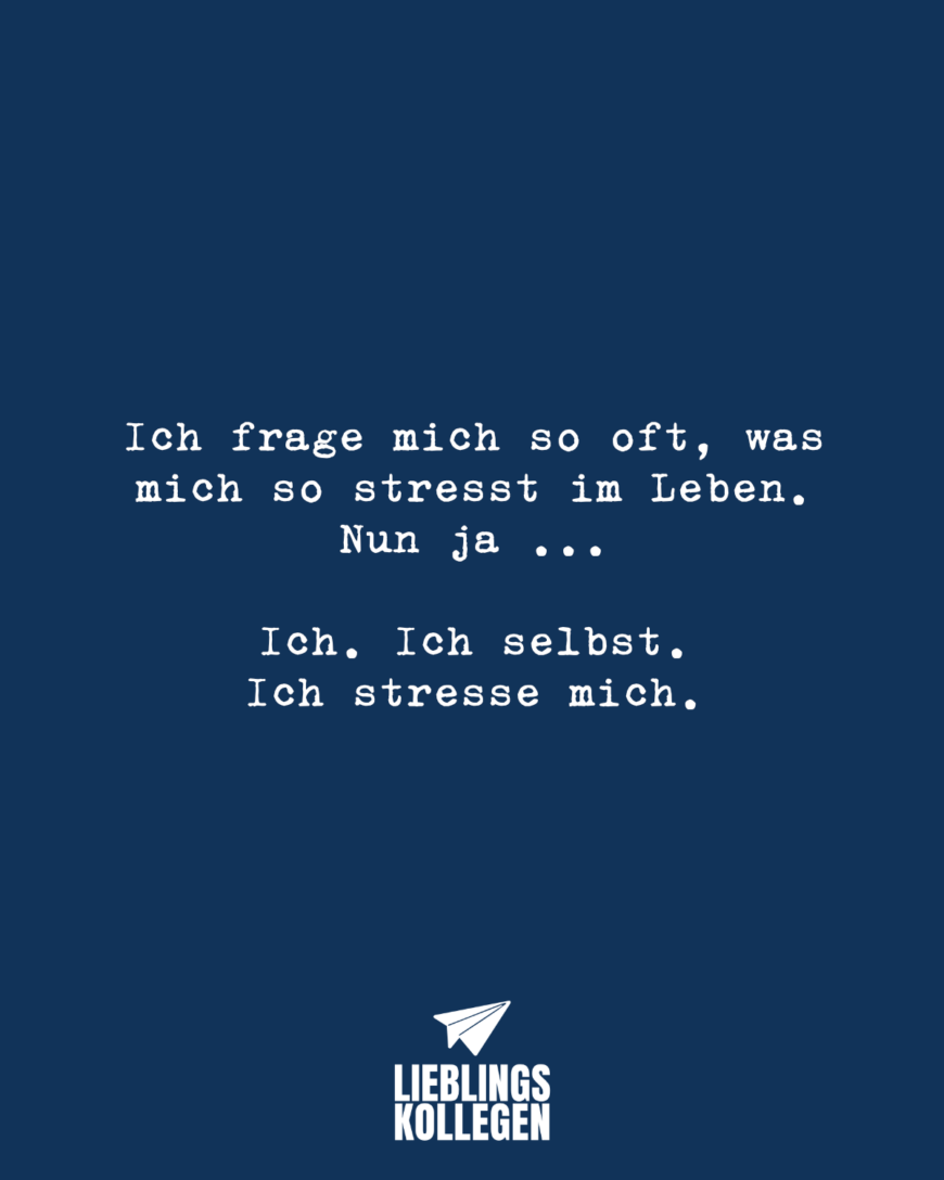 Ich frage mich so oft, was mich so stresst im Leben. Nun ja … Ich. Ich selbst. Ich stresse mich.