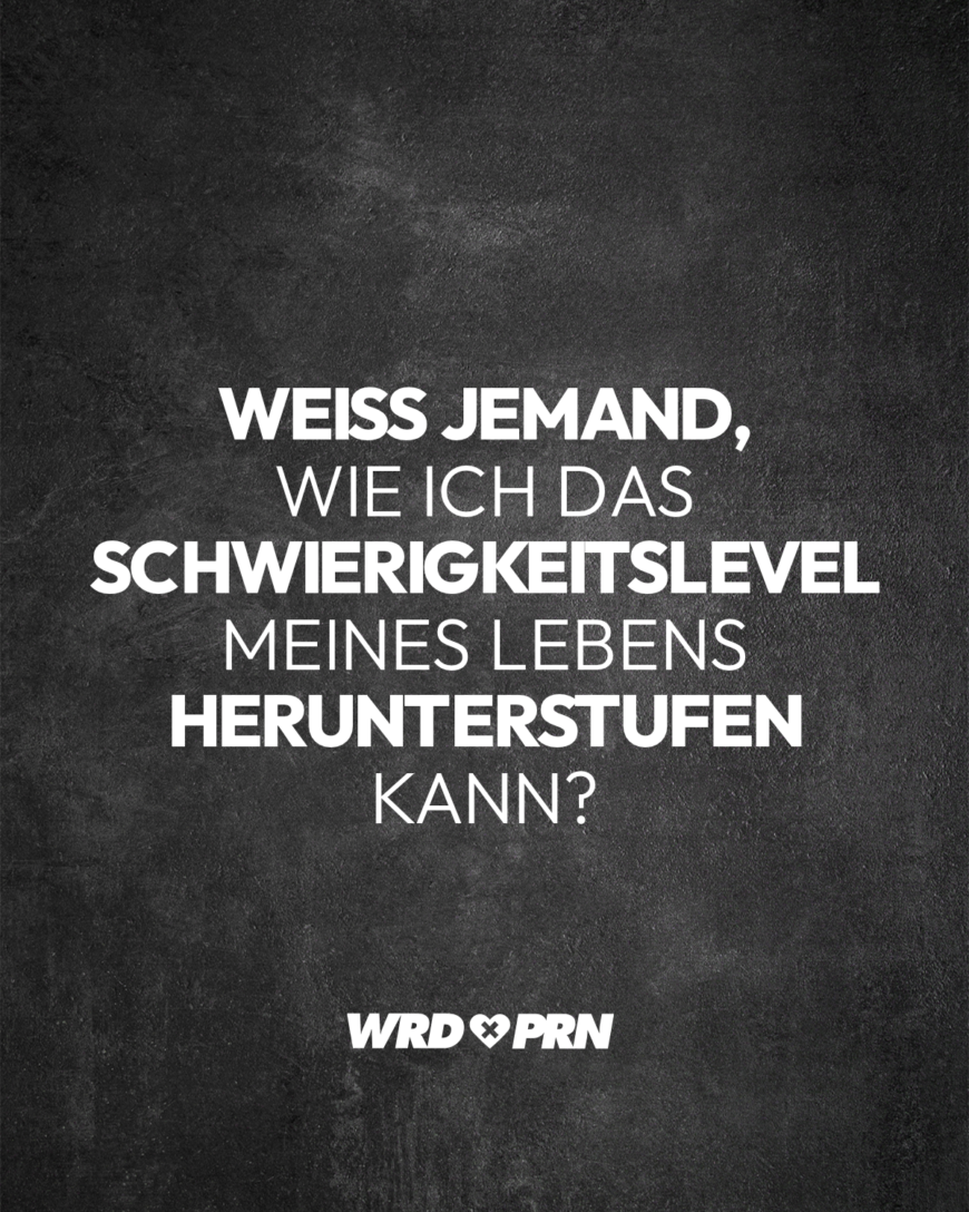 Weiß jemand, wie ich das Schwierigkeitslevel meines Lebens herunterstufen kann?