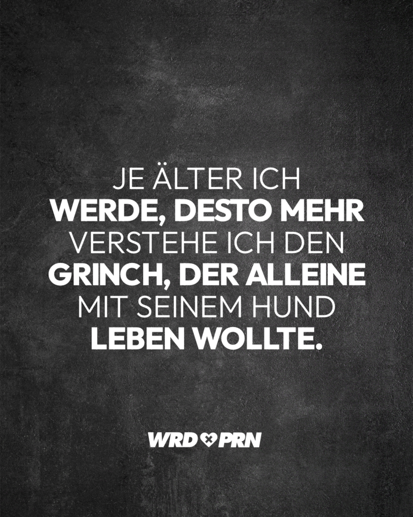 Je älter Ich Werde Desto Mehr Verstehe Ich Den Grinch Der Alleine Mit Seinem Hund Leben Wollte 