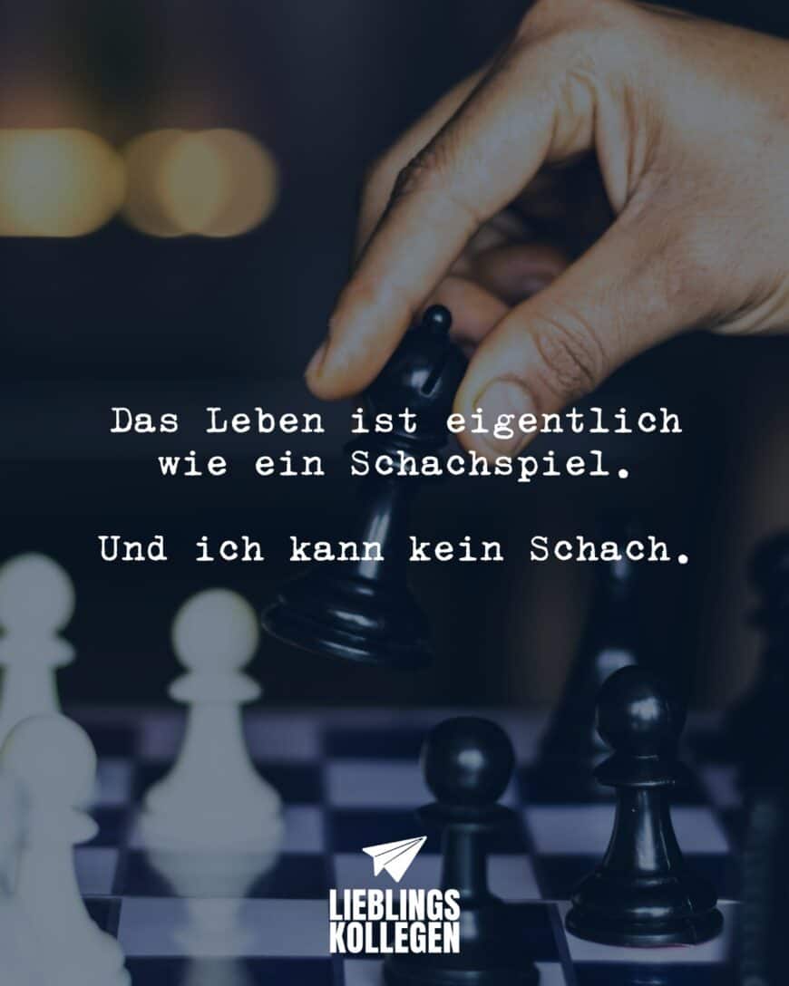 Das Leben ist eigentlich wie ein Schachspiel. Und ich kann kein Schach.