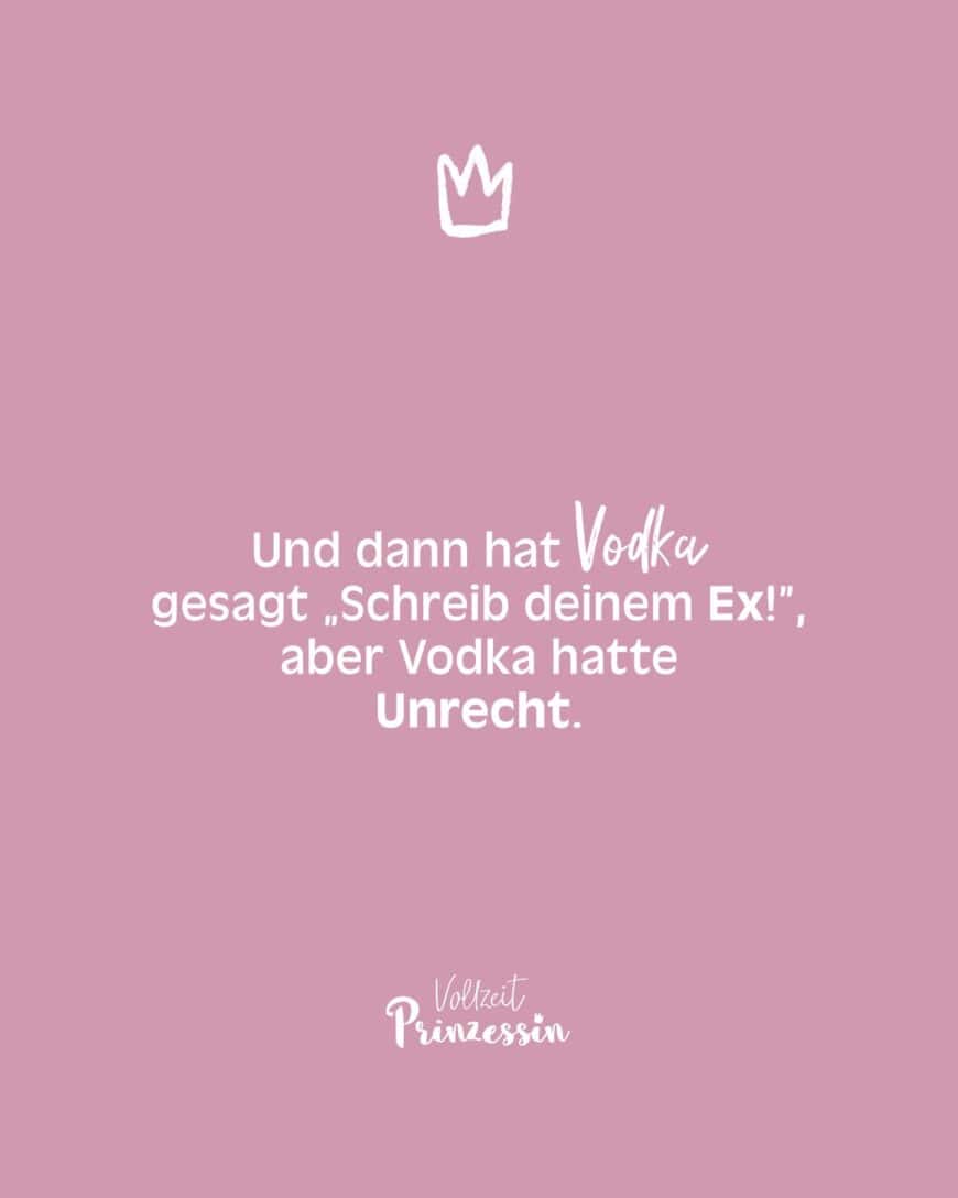 Und dann hat Vodka gesagt „Schreib deinem Ex!”, aber Vodka hatte Unrecht.