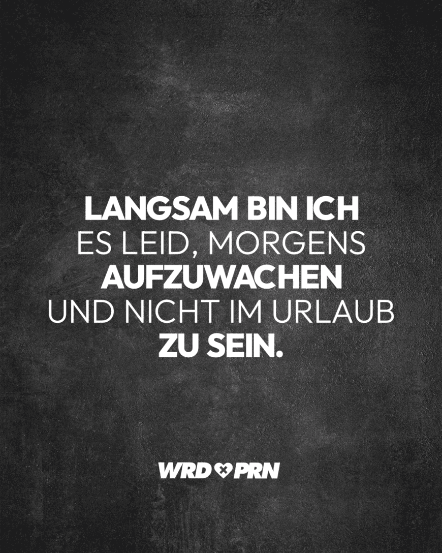 Langsam bin ich es leid, morgens aufzuwachen und nicht im Urlaub zu sein.