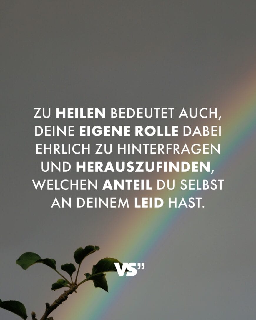 Zu heilen bedeutet auch, deine eigene Rolle dabei ehrlich zu hinterfragen und herauszufinden, welchen Anteil du selbst an deinem Leid hast.