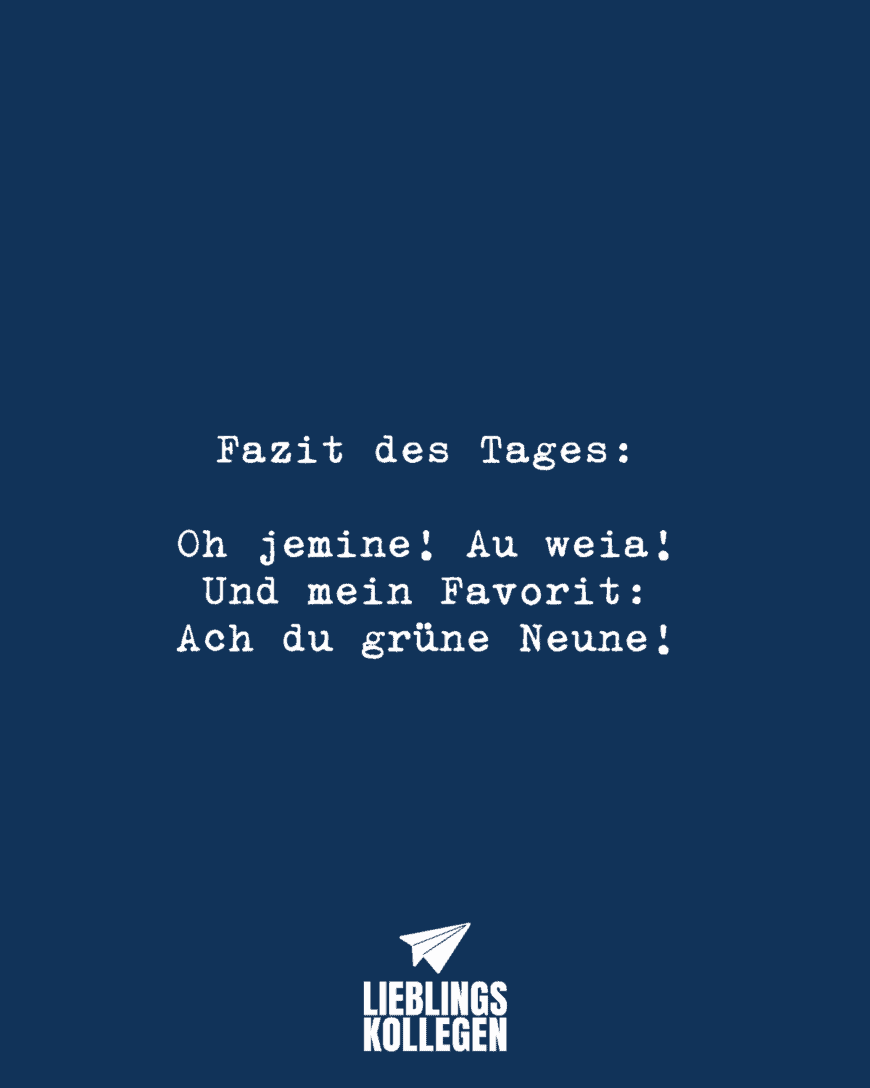 Fazit des Tages: Oh jemine! Au weia! Und mein Favorit: Ach du grüne Neune!