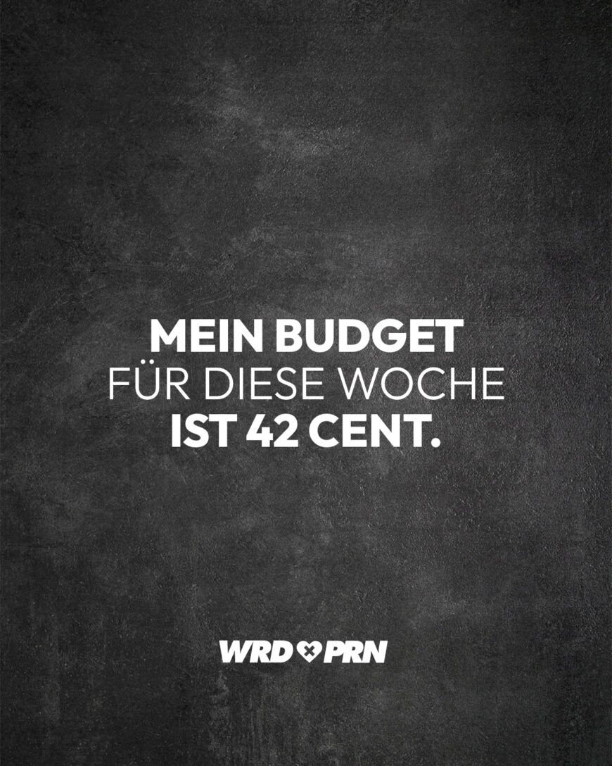 Mein Budget für diese Woche ist 42 Cent.